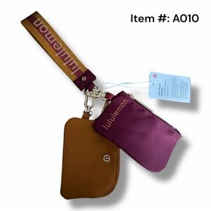 Lululemon Wordmark Burgundy & Gold Dual Pouch Wristlet Keychain Wallet (A010)